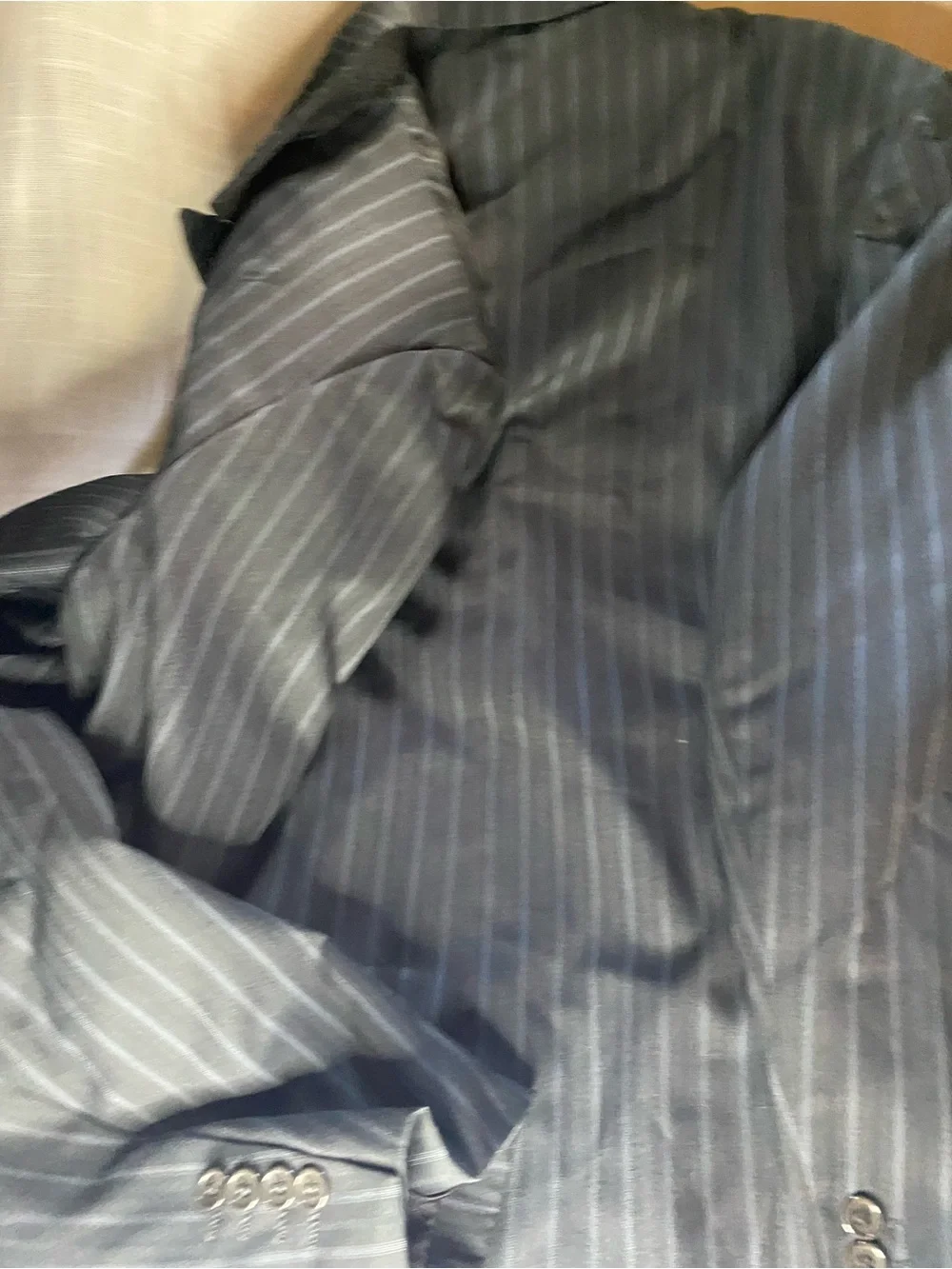 Classic Black Pinstripe Single-Breasted Suit Jacket